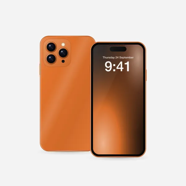 iPhone 17 Pro Max in Cosmic Orange, front view